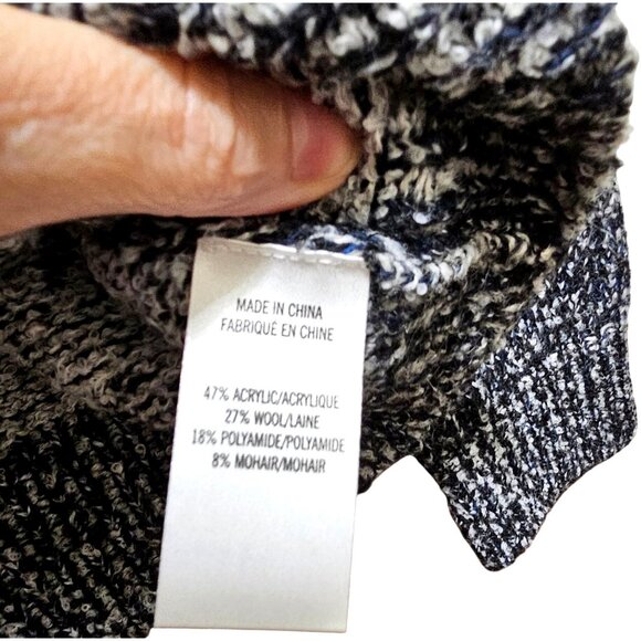 Theory Women's Black & White Speckled Knit Wool Blend Sweater S/P - Picture 4 of 8